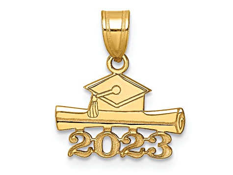 14K Yellow Gold 2023 Graduation Cap and Diploma Charm