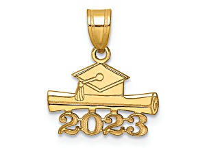 14K Yellow Gold 2023 Graduation Cap and Diploma Charm
