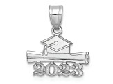 Rhodium Over 14K White Gold 2023 Graduation Cap and Diploma Charm