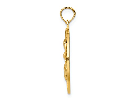 14k Yellow Gold Textured Lauderdale-By-The-Sea Fl with Pelican Pendant
