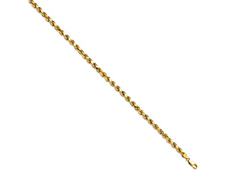 14k Yellow Gold 4.9mm Diamond-Cut Rope Link Bracelet