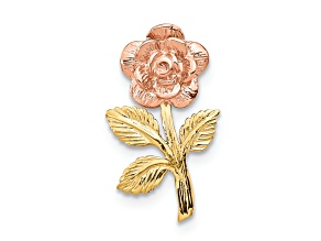 10K Yellow Gold and 10K Rose Gold Textured Rose Flower Chain Slide Pendant