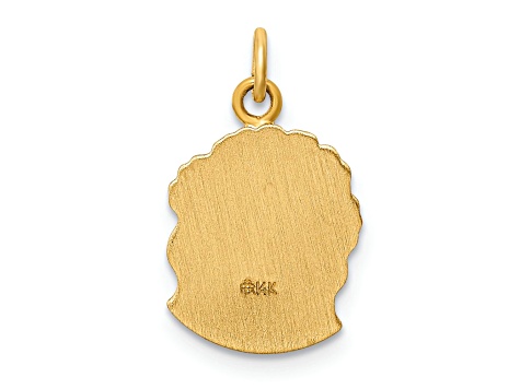 14k Yellow Gold Polished and Satin Small Jesus Medal Pendant