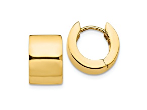 14K Yellow Gold 9/16" Round Hinged Hoop Earrings
