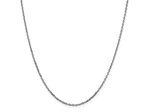 14K White Gold 1.8mm Diamond-cut Round Open Link Cable Chain Necklace