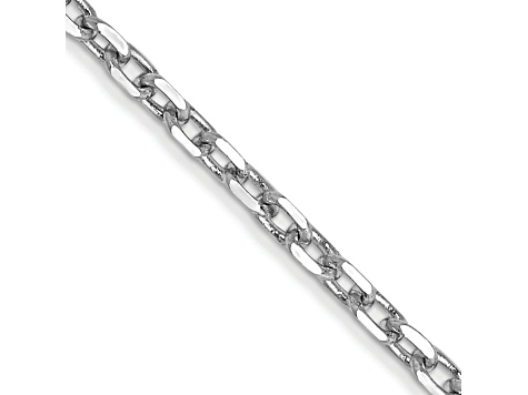 14K White Gold 1.8mm Diamond-cut Round Open Link Cable Chain Necklace