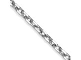 14K White Gold 1.8mm Diamond-cut Round Open Link Cable Chain Necklace