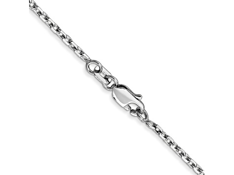 14K White Gold 1.8mm Diamond-cut Round Open Link Cable Chain Necklace