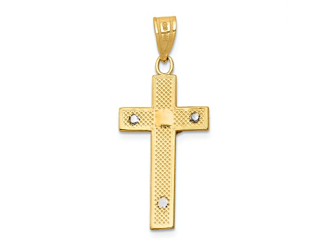 14K Yellow and White Gold Diamond-cut Crucifix Charm