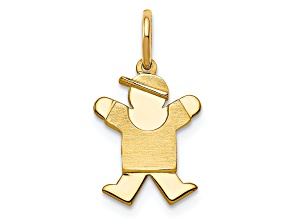 14k Yellow Gold Satin Mini Boy Joy Charm
