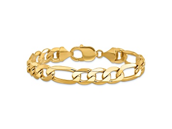 Picture of 14K Yellow Gold 10mm Flat Figaro Chain Bracelet