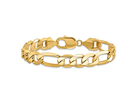 14K Yellow Gold 10mm Flat Figaro Chain Bracelet