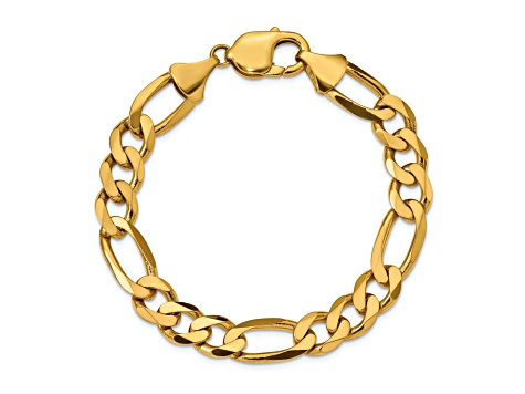 14K Yellow Gold 10mm Flat Figaro Chain Bracelet