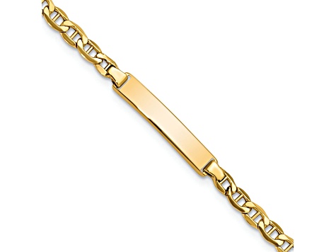 14k Yellow Gold Semi-Solid Mariner Link ID Bracelet