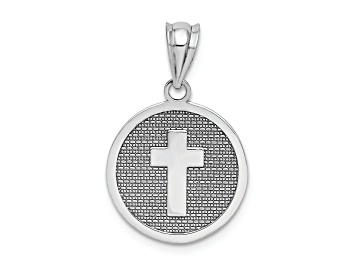 Picture of Rhodium Over 14k White Gold Textured Reversible Cross and 1st Holy Communion Charm