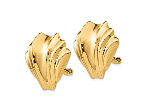 14k Yellow Gold Polished Non-pierced Stud Earrings