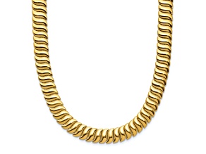14k Yellow Gold Polished Flat Edge Fancy Link 17.25 Inch Necklace