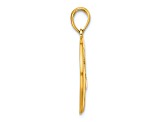 14k Yellow Gold Polished Cut-out Deer Head Circle Pendant