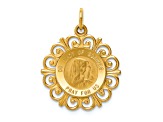 14k Yellow Gold Satin Our Lady of Sorrows Medal Pendant