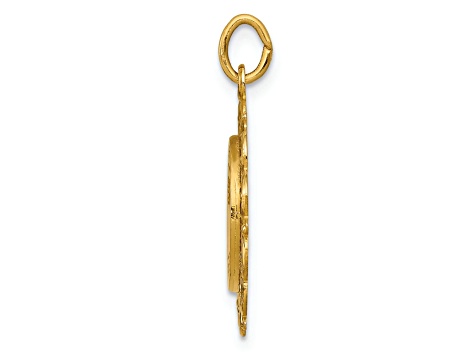 14k Yellow Gold Satin Our Lady of Sorrows Medal Pendant