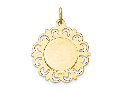 14k Yellow Gold Satin Our Lady of Sorrows Medal Pendant