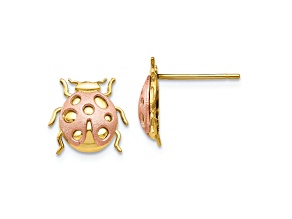 14K Two-tone Gold Ladybug Stud Earrings
