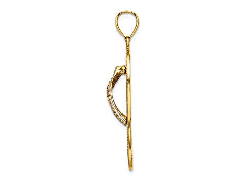 14k Yellow Gold Enamel Red Hibiscus Flower Flip-Flop Charm