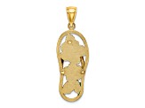 14k Yellow Gold Enamel Red Hibiscus Flower Flip-Flop Charm