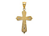 14k Yellow Gold and 14k White Gold Textured Crucifix Pendant