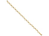 14k Yellow Gold Flat Open Hearts Link Bracelet