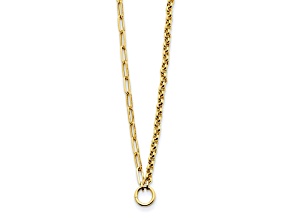 14K Yellow Gold Rolo and Paperclip Link 16-inch Lariat Necklace