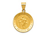 14K Yellow Gold Polished and Satin St. Christopher Medal Hollow Pendant