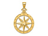 14K Yellow Gold Diamond-cut Polished Compass Pendant