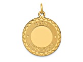 14k Yellow Gold Textured and Laser Design Happy Anniversary Circle Charm