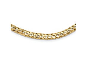 14K Yellow Gold Polished Fancy Diamond-cut Link Necklace