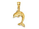 14k Yellow Gold Polished 2D Jumping Dolphin Charm