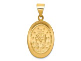14K Yellow Gold Hollow Polished and Satin Miraculous Medal Pendant