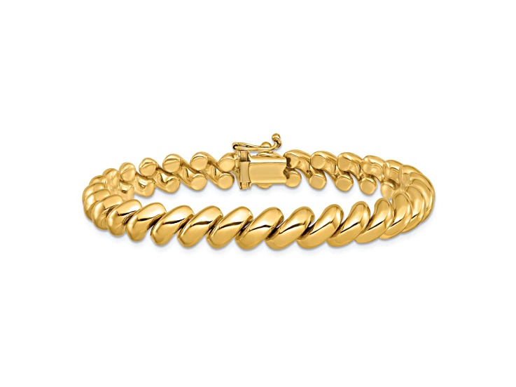 10k Yellow Gold 8mm San Marco Link 7 Inch Bracelet - 14B58A