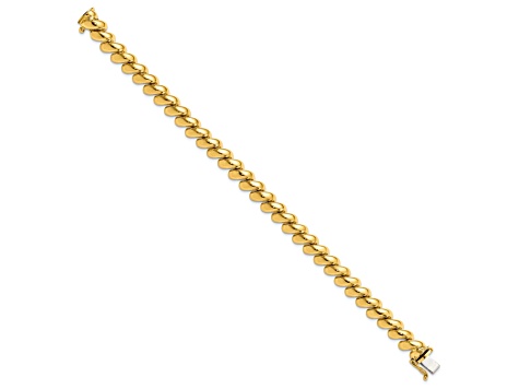 10k Yellow Gold 8mm San Marco Link 7 Inch Bracelet - 14B58A