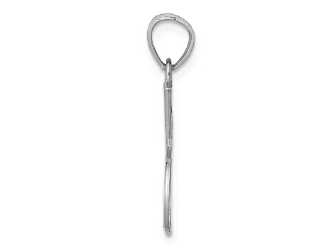 Rhodium Over 14k White Gold Textured Double Tennis Racquet Charm