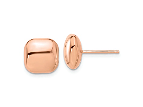 14k Rose Gold Polished 10mm Puffed Square Stud Earrings