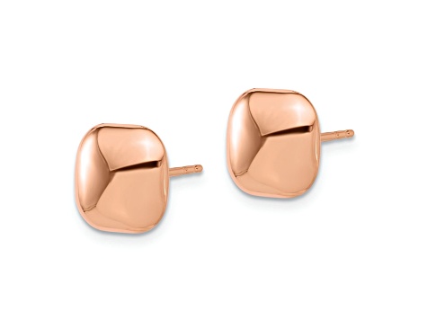 14k Rose Gold Polished 10mm Puffed Square Stud Earrings