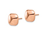 14k Rose Gold Polished 10mm Puffed Square Stud Earrings