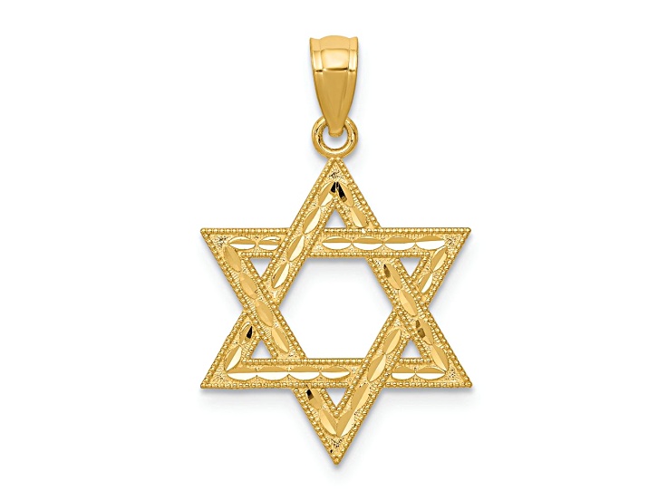 14k Yellow Gold Diamond-Cut Polished Star of David Pendant