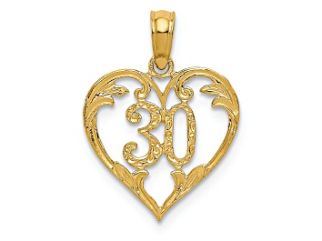 Picture of 14k Yellow Gold Textured 30 in Heart Cut-out Pendant