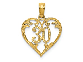 14k Yellow Gold Textured 30 in Heart Cut-out Pendant