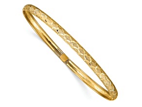 14K Yellow Gold Hexagonal Design Diamond-cut Flexible Bangle
