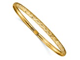 14K Yellow Gold Hexagonal Design Diamond-cut Flexible Bangle