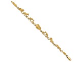 14k Yellow Gold Polished and Textured Noah's Ark Link Bracelet