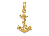 14k Yellow Gold 3D Anchor with Rope Pendant